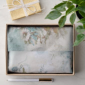 Vintage Mischmedien Blau, Rosa, Weiße Blume Seidenpapier (Geschenk)