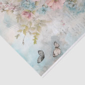 Vintage Mischmedien Blau, Rosa, Weiße Blume Seidenpapier (Ausschnitt)