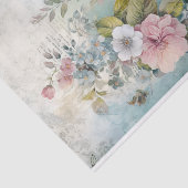 Vintage Mischmedien Blau, Rosa, Weiße Blume Seidenpapier (Ausschnitt)