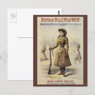 Vintage Miss Annie Oakley, Western-Cowgirl Postkarte