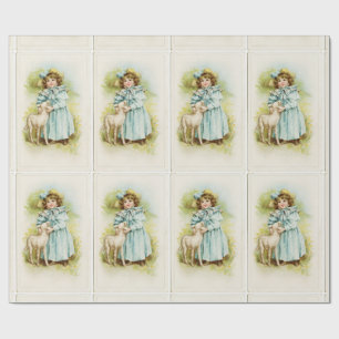 Vintage Miss mit Lamm Geschenkpapier