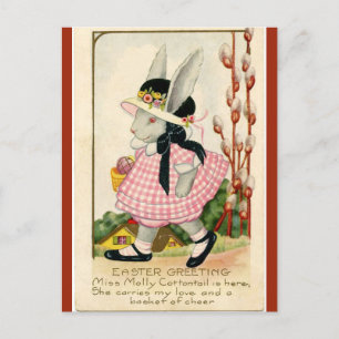 Vintage Miss Molly Cottontail Ostergrüße Postkarte