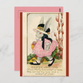 Vintage Miss Molly Cottontail Osterwünsche Postkarte (Vorne/Hinten)