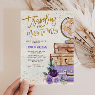 Vintage Miss zu Mrs Purple Reise Brautschauer Einladung