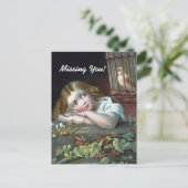 Vintage Missing You Postkarte (Stehend Vorderseite)