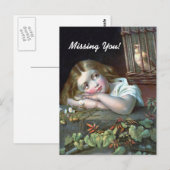 Vintage Missing You Postkarte (Vorne/Hinten)