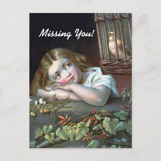 Vintage Missing You Postkarte (Vorderseite)
