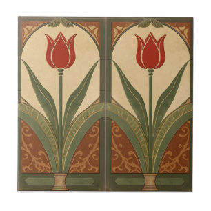 Vintage-Mission-Stil roter Tulpenfries Fliese
