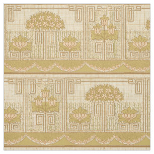 Vintage Mission Style Floral & Key Pattern Frieze Stoff