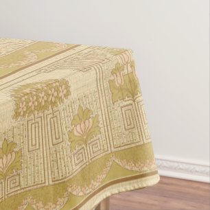 Vintage Mission Style Floral & Key Pattern Frieze Tischdecke