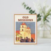 Vintage Missionen Santa Barbara Postkarte (Stehend Vorderseite)