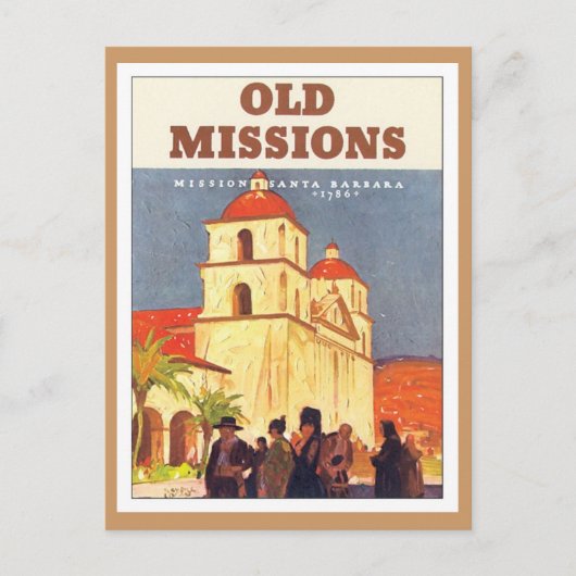 Vintage Missionen Santa Barbara Postkarte (Vorderseite)