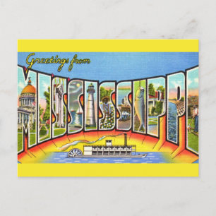 Vintage Mississippi Grüße  Postkarte