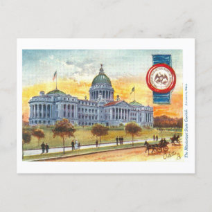 Vintage Mississippi-Hauptstadt mit Siegel Postkart Postkarte
