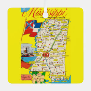 Vintage Mississippi-Kartenornament Ornament Aus Metall