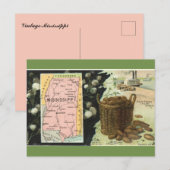 Vintage Mississippi Map Postcard Postkarte (Vorne/Hinten)