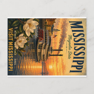 Vintage Mississippi-Reiseplakat mit Magno Feiertagspostkarte
