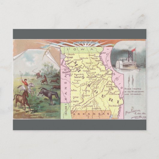 Vintage Missouri Map Postkarte (Vorderseite)