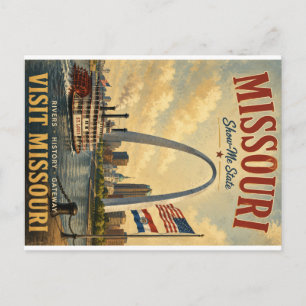 Vintage Missouri-Reiseposter mit St. Louis Gate Feiertagspostkarte