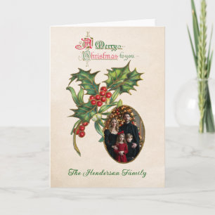 Vintage-Mistelzweig-Ornament-Foto Weihnachten Karte