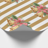 Vintage Mistletoe Bells goldgestreifte Verpackung Geschenkpapier (Ecke)