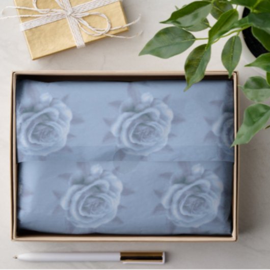 Vintage Misty Blue Roses Gift Decoupage Seidenpapier