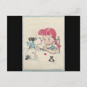 Vintage "Mit Hundekuss besiegelt" Valentinstag Feiertagspostkarte