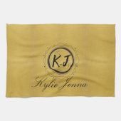 Vintage Mit Monogramm Chic Gold und Black Geschirrtuch (Horizontal)