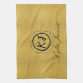 Vintage Mit Monogramm Chic Gold und Black Geschirrtuch (Vertikal)