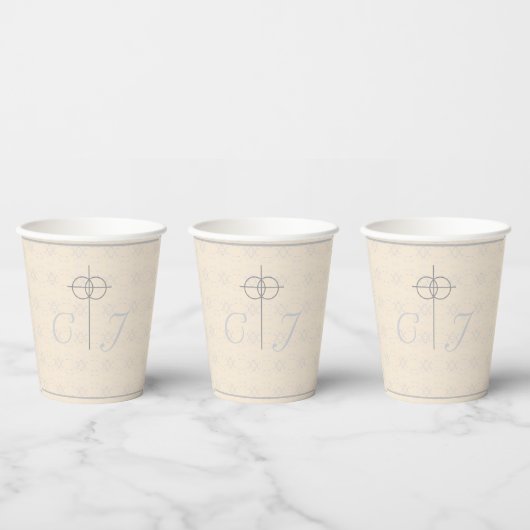 Vintage Mit Monogramm Hochzeit Pappbecher (Multi)