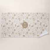 Vintage Mit Monogramm Muscheln, Seestern, Fußabdrü Strandtuch (Vorderseite)