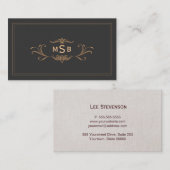 Vintage Mit Monogramm Rodelkarte Visitenkarte (Vorne/Hinten)