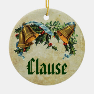 Vintage Mit Monogramm Weihnachtsfeiern Keramikornament