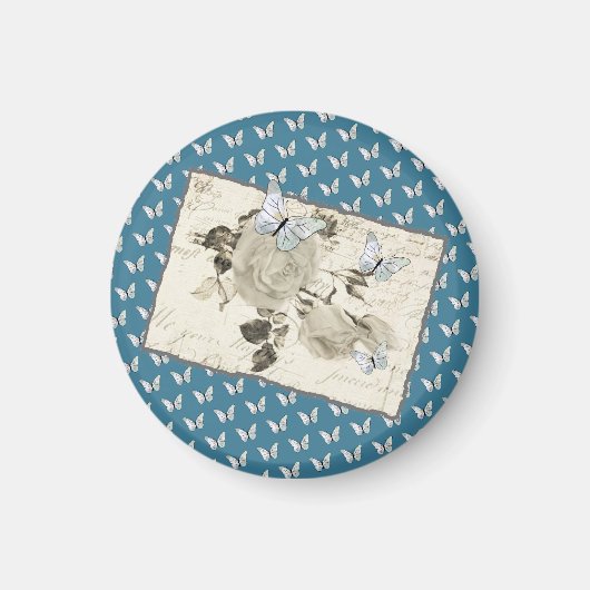 Vintage mit Schmetterlingen Magnet (Vorne)
