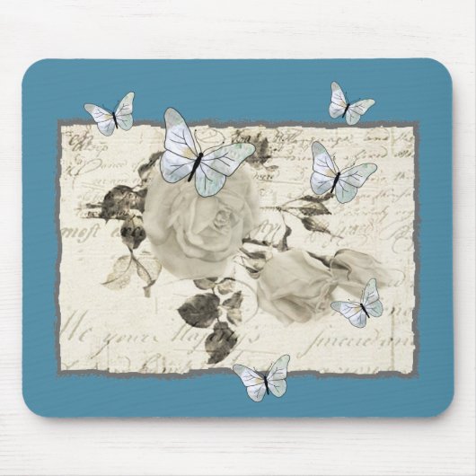 Vintage mit Schmetterlingen Mousepad (Vorne)