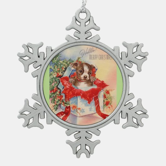 Vintage Mitte- des Jahrhundertsschöner Schneeflocken Zinn-Ornament (Vorderseite)