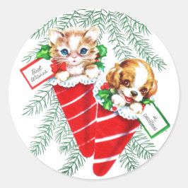 Vintage Mitte- des Jahrhundertsschönes Runder Aufkleber