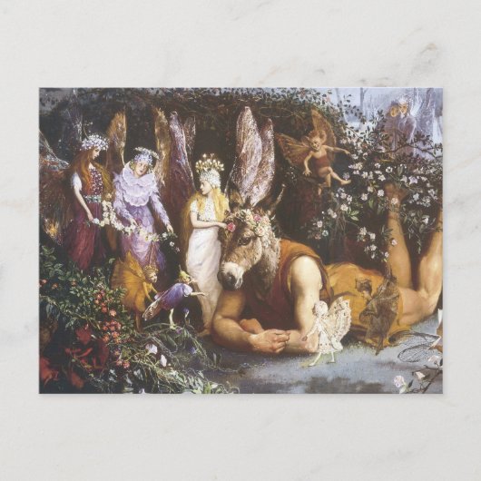 Vintage Mitte-Sommer-Fee Postkarte (Vorderseite)