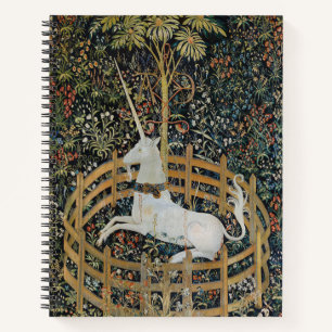 Vintage-Mittelalter-Einhorn-in-Gefangenschaft-Kuns Notizblock