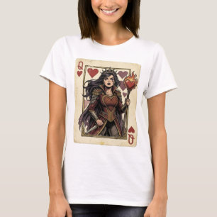 Vintage Mittelalterliche Herzenskönigin Flammenkro T-Shirt