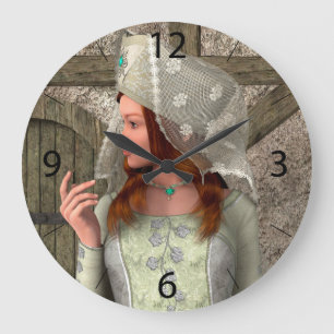 Vintage Mittelalterliche Prinzessin Renaissance Ku Große Wanduhr