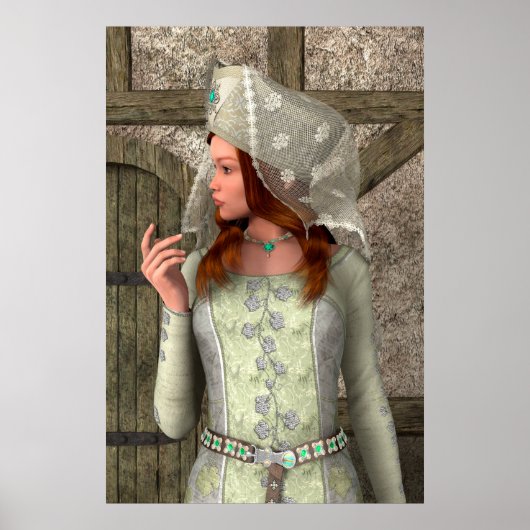 Vintage Mittelalterliche Prinzessin Renaissance Ku Poster (Vorne)