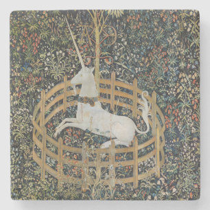 Vintage mittelalterliches Einhorn in Gefangenschaf Steinuntersetzer