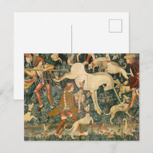 Vintage Mittelalterliches Einhorn verteidigt sich  Postkarte