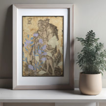 Vintage Mittelalterliches Paar Decoupage Poster