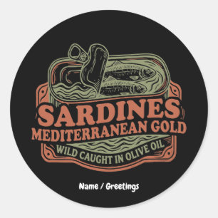 Vintage Mittelmeer Sardinen Dose Retro Seacuterie Runder Aufkleber