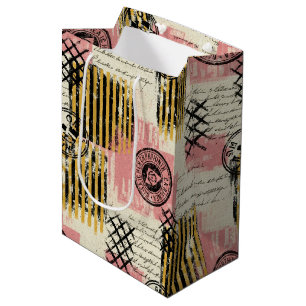 Vintage-Mixed-Media-Collage - Abgenutztes Papier Mittlere Geschenktüte