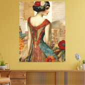 Vintage Mixed-Media-Collage Leinwanddruck (Insitu (Wohnzimmer))