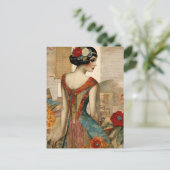 Vintage Mixed-Media-Collage Postkarte (Stehend Vorderseite)