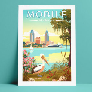 Vintage Mobile Alabama Postkarte